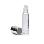 Glazen roller flesjes transparant dik glas 10 ml parfumrollers dop zilver