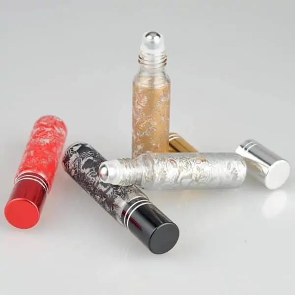 10 ml parfum roll on flesje glas print leeg roller bal schroefdop