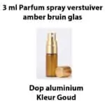 3 ml Parfum spray verstuiver amber bruin glas dop goud