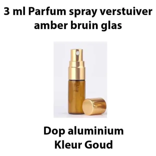 3 ml Parfum spray verstuiver amber bruin glas dop goud