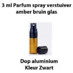 3 ml Parfum spray verstuiver amber bruin glas dop zwart