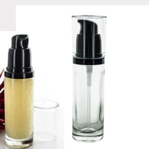 30ml Lotion flesje glas + zwarte Crème dispenser pomp - luxe glazen verpakking