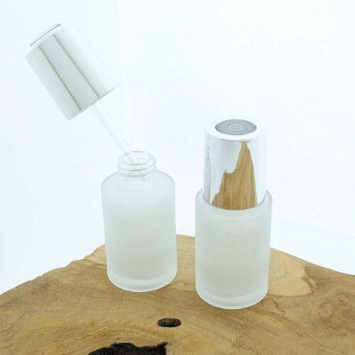 30ml pipetflesje matglas luxe zilveren druk pipet dop druppelaar