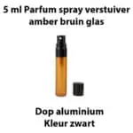 Parfum spray verstuiver amber bruin glas 5 ml glazen sprayflesjes metalen spraydop zwart