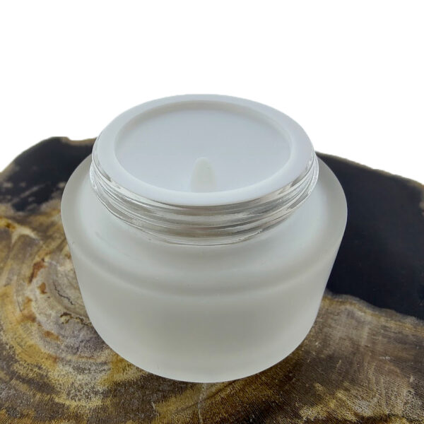 50ml glazen cosmetica pot frosted glas + bamboe deksel + inlay