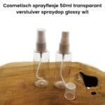 cosmetisch sprayflesje 50ml PET transparant + glossy witte verstuiver dop