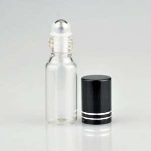 Glazen roller flesje 5 ml - parfum roll on zwarte dop