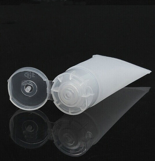 Lege tube 20ml plastic transparant hervulbaar, crèmes, lotions, gel, tandpasta