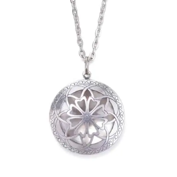 Antiek Zilveren Parfum ketting met medaillon