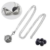 Parfum medaillon flower - diffuser aroma ketting lavasteen