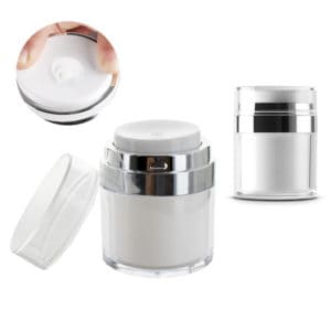 Airless cosmetica pot 30ml, lotion dispenser transparant zilver pomp potje