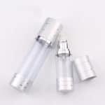 Airless lotion dispenser 30ml transparant, zilver pomp flesje