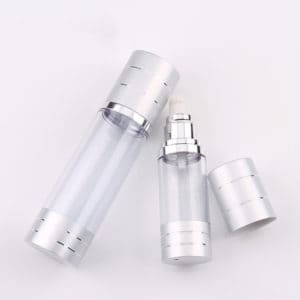 Airless lotion dispenser 30ml transparant, zilver pomp flesje