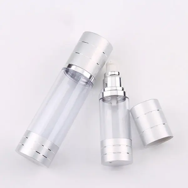 Airless lotion dispenser 30ml transparant, zilver pomp flesje