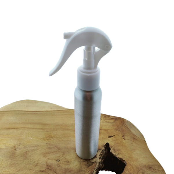 aluminium sprayfles 100 ml mat zilver met witte trigger sprayer