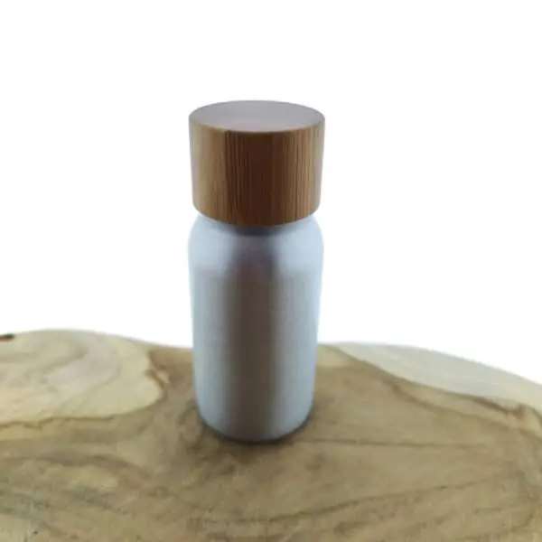 Aluminium Fles 50ml mat zilver bamboe schroefdop