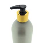 Mat zilveren aluminium fles 500ml met luxe gouden lotionpomp voor shampoo en cosmetische producten