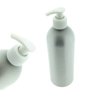 Mat zilveren aluminium fles 500ml met luxe witte lotionpomp voor shampoo en cosmetische producten