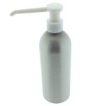 Mat zilveren aluminium fles 500ml met witte zeepdispenser pomp en lange tuit voor handzeep en cosmetische producten