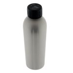 Mat zilveren aluminium fles 500ml met zwarte kindveilige schroefdop DIN28 28/410