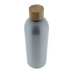 Mat zilveren aluminium fles 500ml met natuurlijke bamboe dop voor cosmetica en vloeibare producten