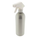 Mat zilveren aluminium spray fles 500ml met witte trigger sprayer voor cosmetische producten en vloeistoffen