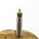 aluminium sprayfles 100ml mat zilver + bamboe verstuiver dop wit