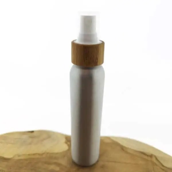 Aluminium Sprayfles 150ml mat zilver verstuiver spraydop bamboe wit