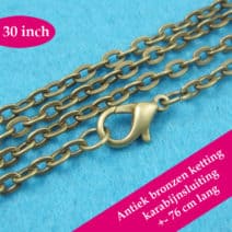 Bronzen halsketting - losse kabel ketting brons karabijnsluiting