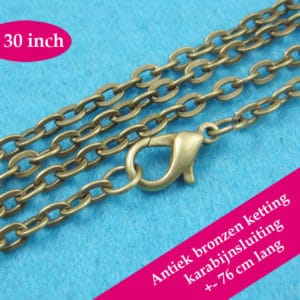 Bronzen halsketting - losse kabel ketting brons karabijnsluiting