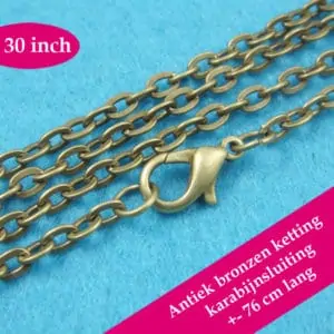 Bronzen halsketting losse kabel ketting brons karabijnsluiting