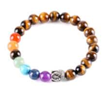 Armband Boeddha Tijgeroog Lava Chakra Yoga - lavasteen natuurstenen sieraad