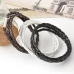 Gevlochten leren armband ketting unisex