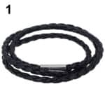 Gevlochten leren armband ketting unisex zwart