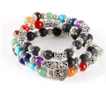 Armband hartje lavasteen natuurstenen kralen chakra yoga sieraden