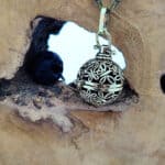 Aroma ketting vlinder brons parfum medaillon lavasteen