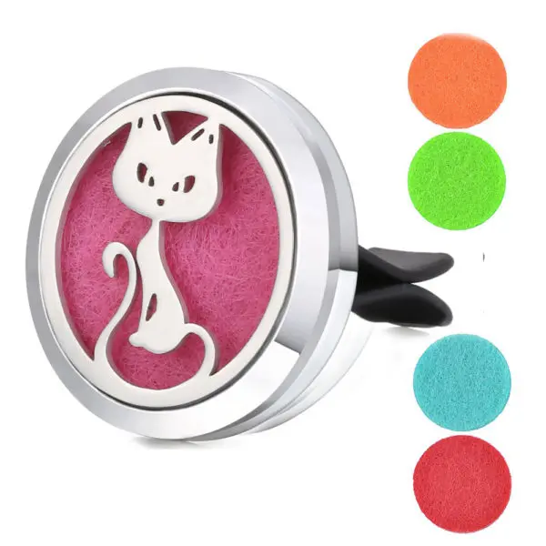 Auto Geur Medaillon happy cat, ventilatie diffuser Clip essentiële oliën