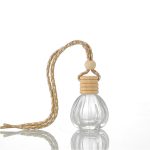 Glazen autoparfum flesje pompoen model 8ml met houten dop en luxe hangkoord diffuser voor essentiële olie en aromatherapie