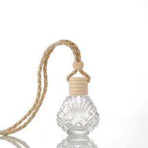 Glazen autoparfum flesje schelp model 10ml met houten dop en luxe hangkoord diffuser voor essentiële olie en aromatherapie