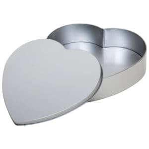 Blikken doos Hart trommel + deksel aluminium verpakkingen hartvormig