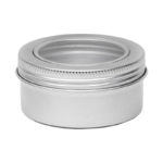 Blikken pot venster 150ml zilver rond, schroefdeksel + kijkvenster, aluminium verpakkingen