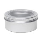 Blikken pot venster 80ml zilver rond, schroefdeksel + kijkvenster, aluminium verpakkingen