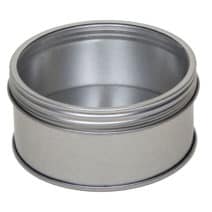 Blikken pot zilver rond, schroefdeksel + venster, aluminium verpakkingen
