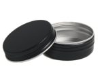 Blikken potjes rond zwart 30 ml. schroefdeksel aluminium verpakkingen