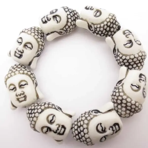 boeddha hoofdjes armband wit