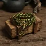 Boeddhistische groene houten kralen armband ketting handgemaakt