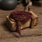 Boeddhistische rode houten kralen armband ketting handgemaakt