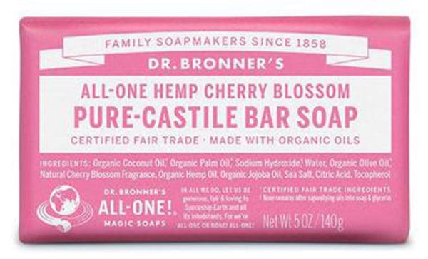 Cherry Blossom vaste zeep Dr Bronner's Bar soap 140gr
