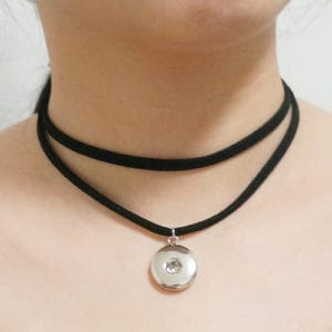 Clicks choker halsketting leer button ketting drukknoop 18 mm