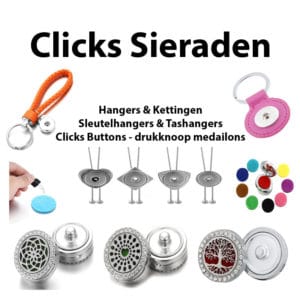 Clicks Sieraden, drukknoop clicks buttons hangers & kettingen, sleutelhangers, Tashangers, medaillons,